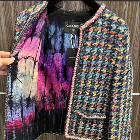 *AUTHENTIC* CHANEL - Multicolor Tweed Jacket, Size 42 - Picture 4 of 16